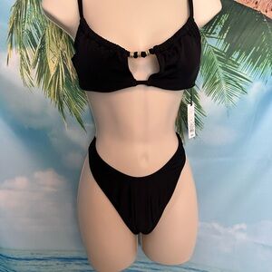 Shade & Shore Black Bikini Set with O-Ring Detail
